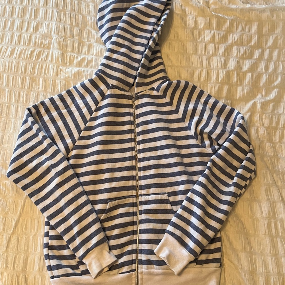 Brandy Melville Striped Zip Up Sweatshirt (One Size)